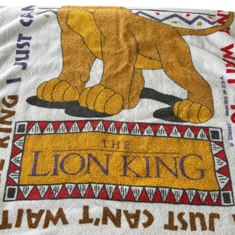 VTG 90s Disney The Lion King Simba Beach Towel Franco All Cotton Kid core Retro